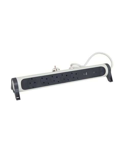 Πολύπριζο 5 Θέσεων & USB Με διακόπτη Με προστασία υπέρτασης Λευκό-Μαύρο 1,5m