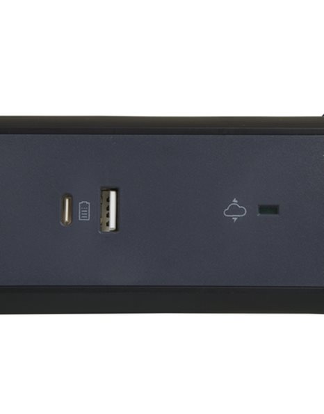 Πολύπριζο 5 Θέσεων & USB Με διακόπτη Με προστασία υπέρτασης Μαύρο 1,5m