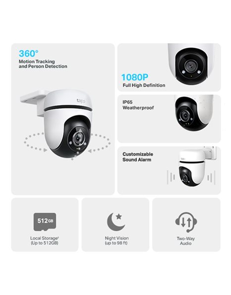 Κάμερα CCTV Τοίχου/οροφής Έγχρωμη 1080p WiFi IP65
