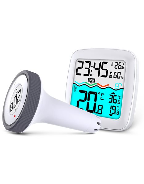 Θερμόμετρο Υγρόμετρο Πισίνας Ασύρματο Ψηφιακό με Οθόνη LCD